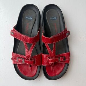 Wolky Red Leather Women’s Walking Adjustable Sandel Size 8.5